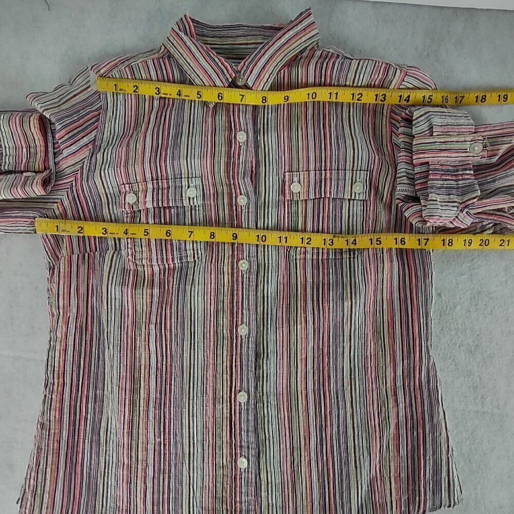 Liz Claiborne Womens Multi Color Striped Button Down Cotton Blend Shirt Size PM - Picture 8 of 14